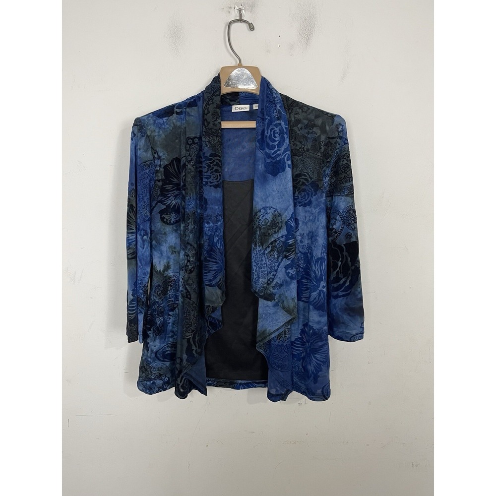 Cato Womens Cardigan Medium Blue Whimsigoth Velvet Burnout Fairy Tropical Travel